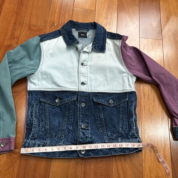 NWOT Urban Outfitters BDG Mens Color Block Denim Trucker Jacket Multicolor Sz M - Picture 12 of 12